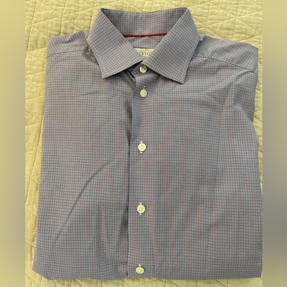 ETON Multi Color‎ Micro Check Contemporary Dress Shirt Size 39/15 1/2 $275